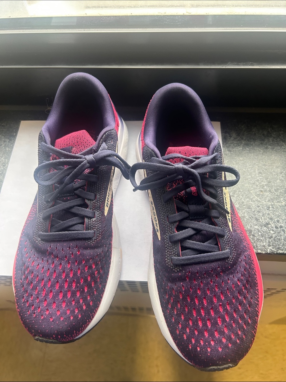Brooks Women's Running Shoes in Purple and Pink with Gold Accents - Picture 2 of 4
